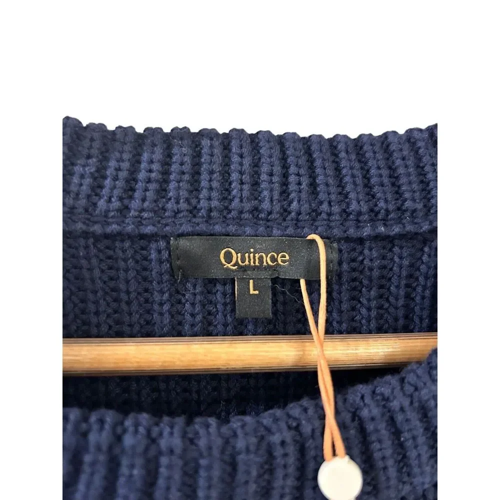 (Sold)Quince Knit Sweater  Cotton Chunky Knit Size Large Womens NWT Navy Blue - Picture 5 of 10